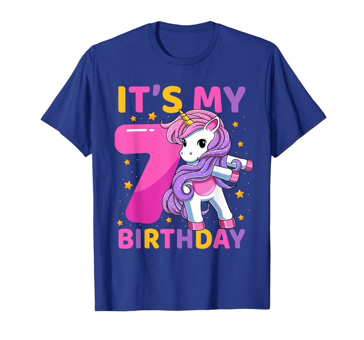 7 Years Old Unicorn Flossing 7th Birthday Party Girls Kids T-Shirt