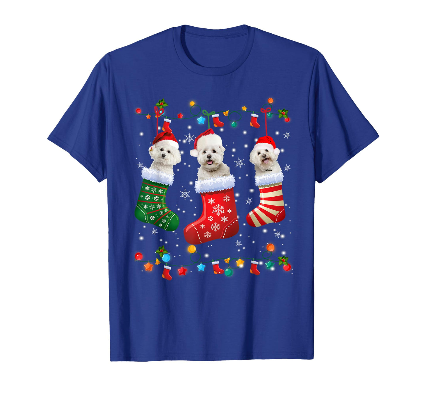 Christmas Socks Pajama Bichon Frise Dog Puppy Lover T-Shirt