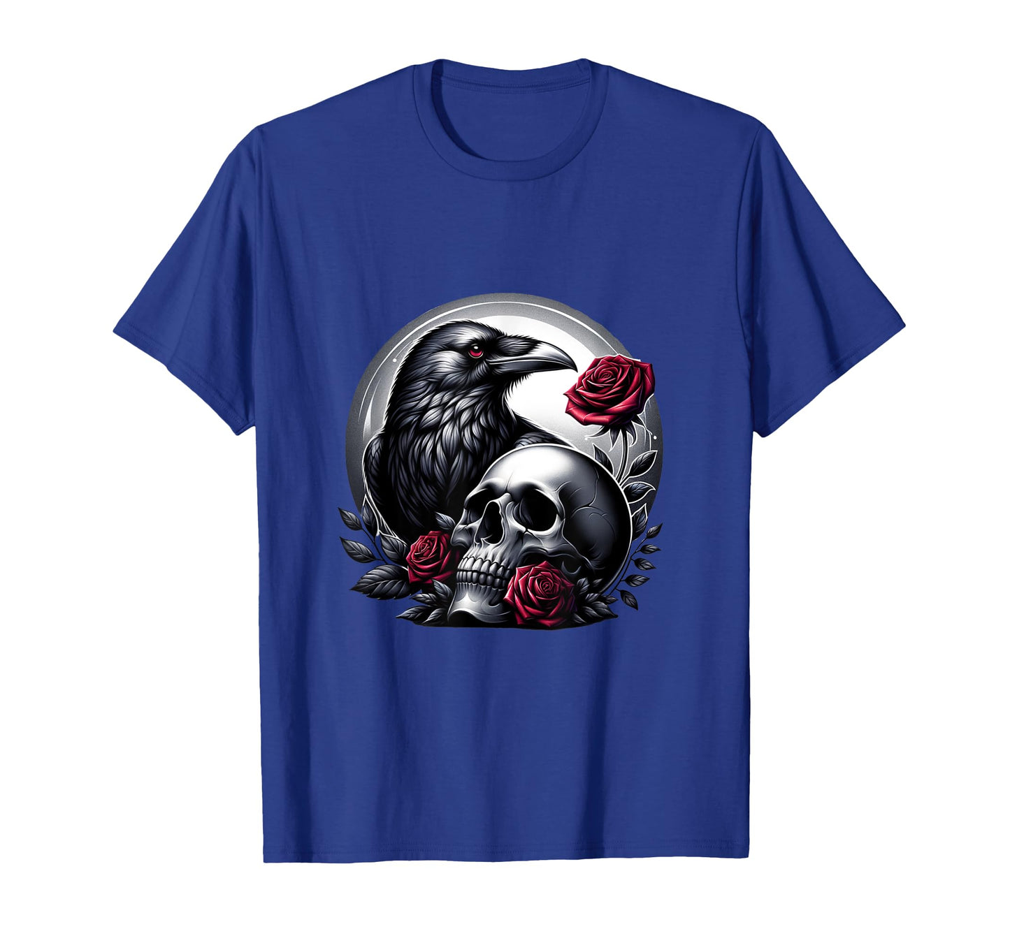 Raven skull bird crow dark gothik roses T-Shirt