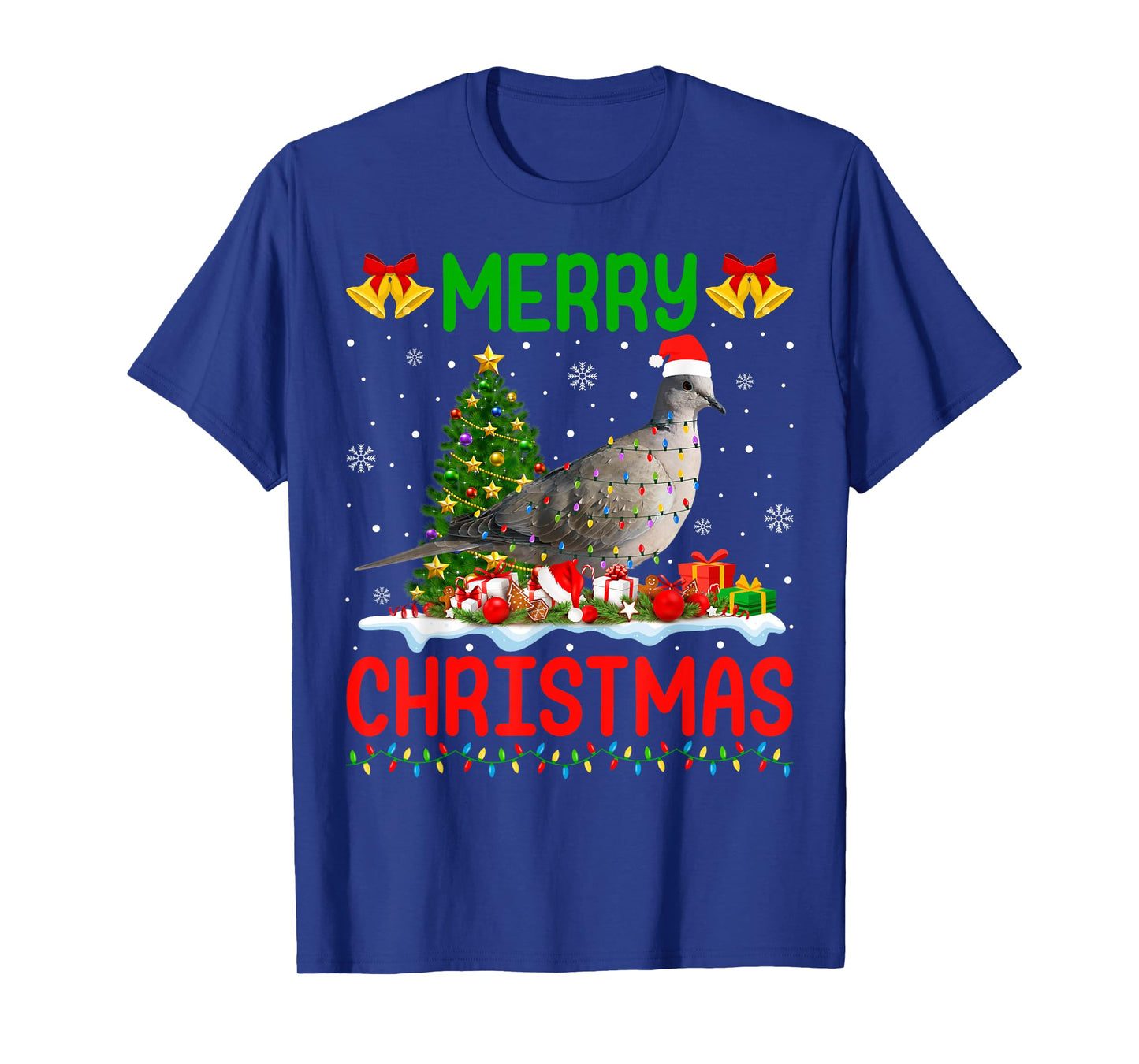 Xmas Dove Bird Lighting Santa Merry Christmas Mourning Dove T-Shirt