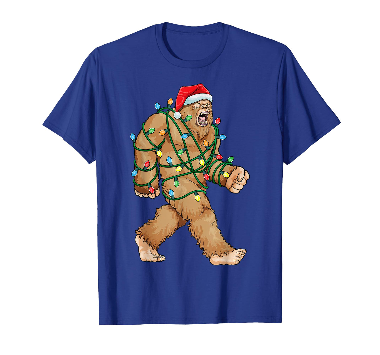 Bigfoot Christmas Shirt Bigfoot Xmas Lights Boys Sasquatch T-Shirt