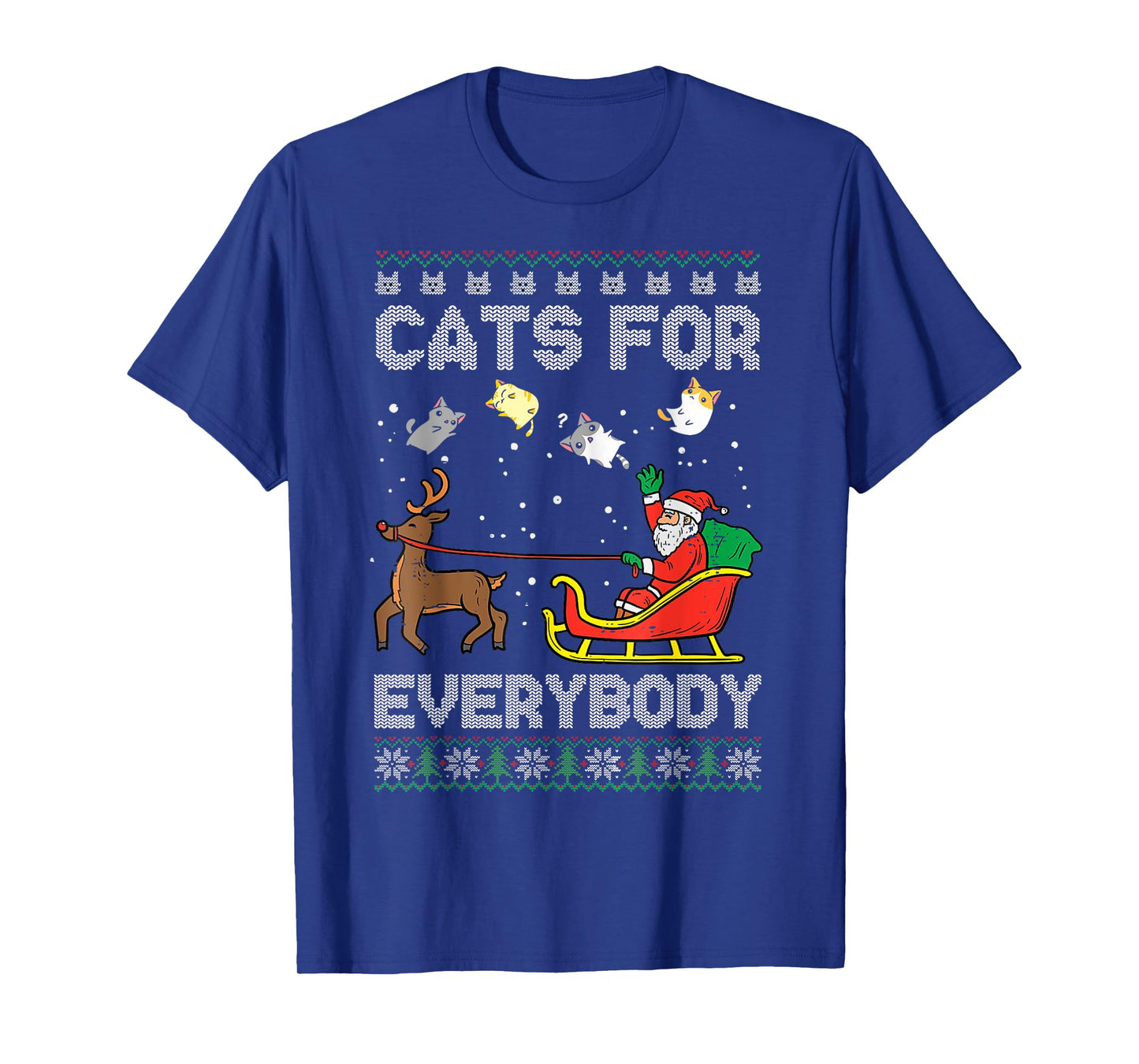 Santa Cats For Everybody Christmas Cat Pajamas Women Men T-Shirt