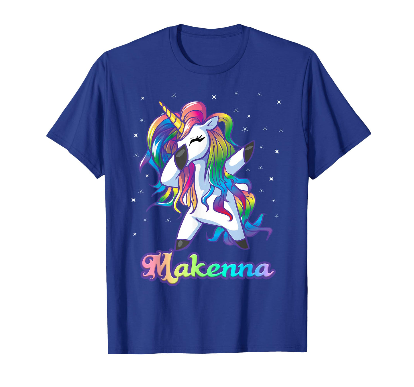 MAKENNA Name Personalized Custom Rainbow Unicorn Dabbing T-Shirt
