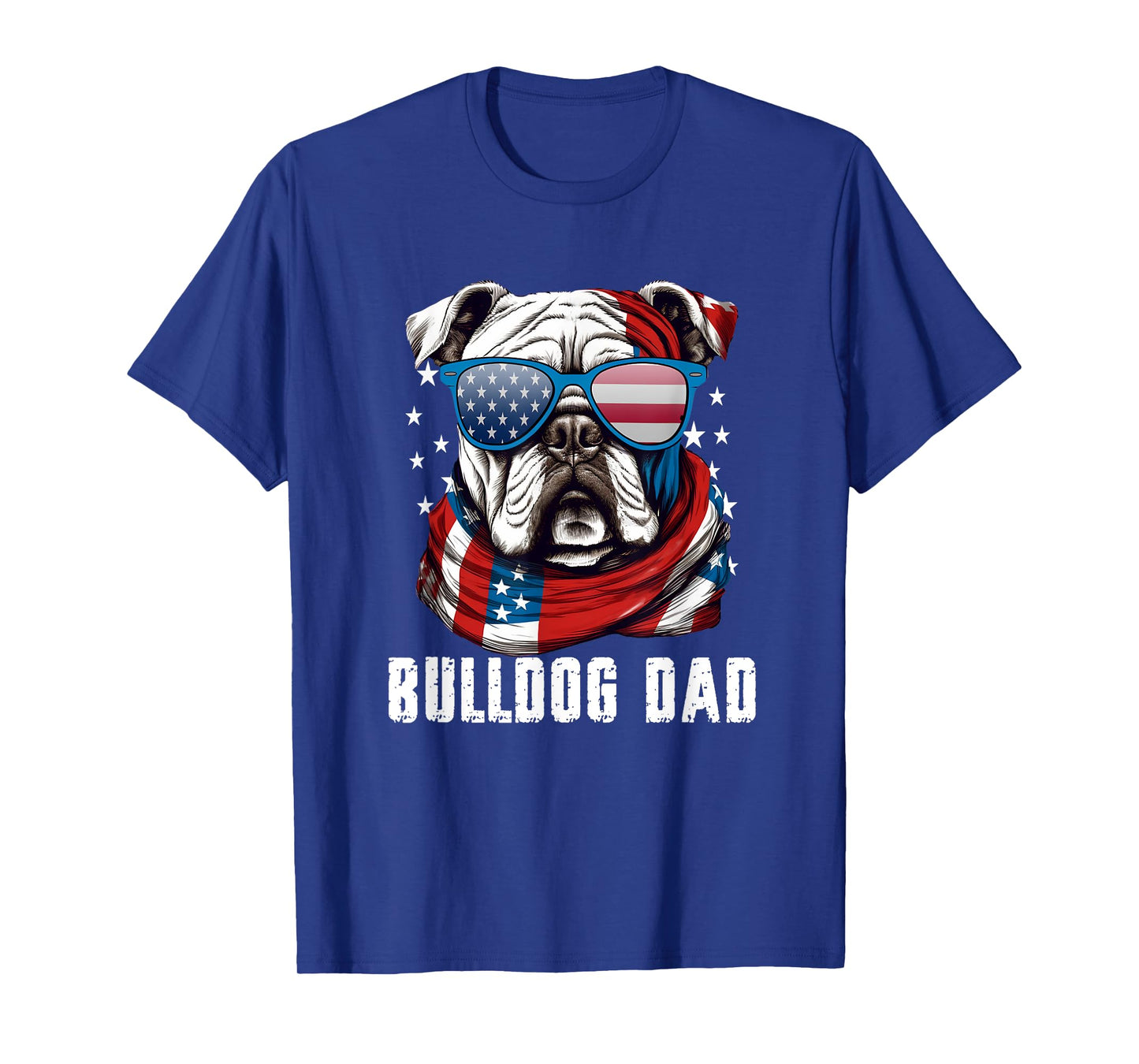 American Bulldog Dad USA Flag 4th of July Dog Father T-Shirt