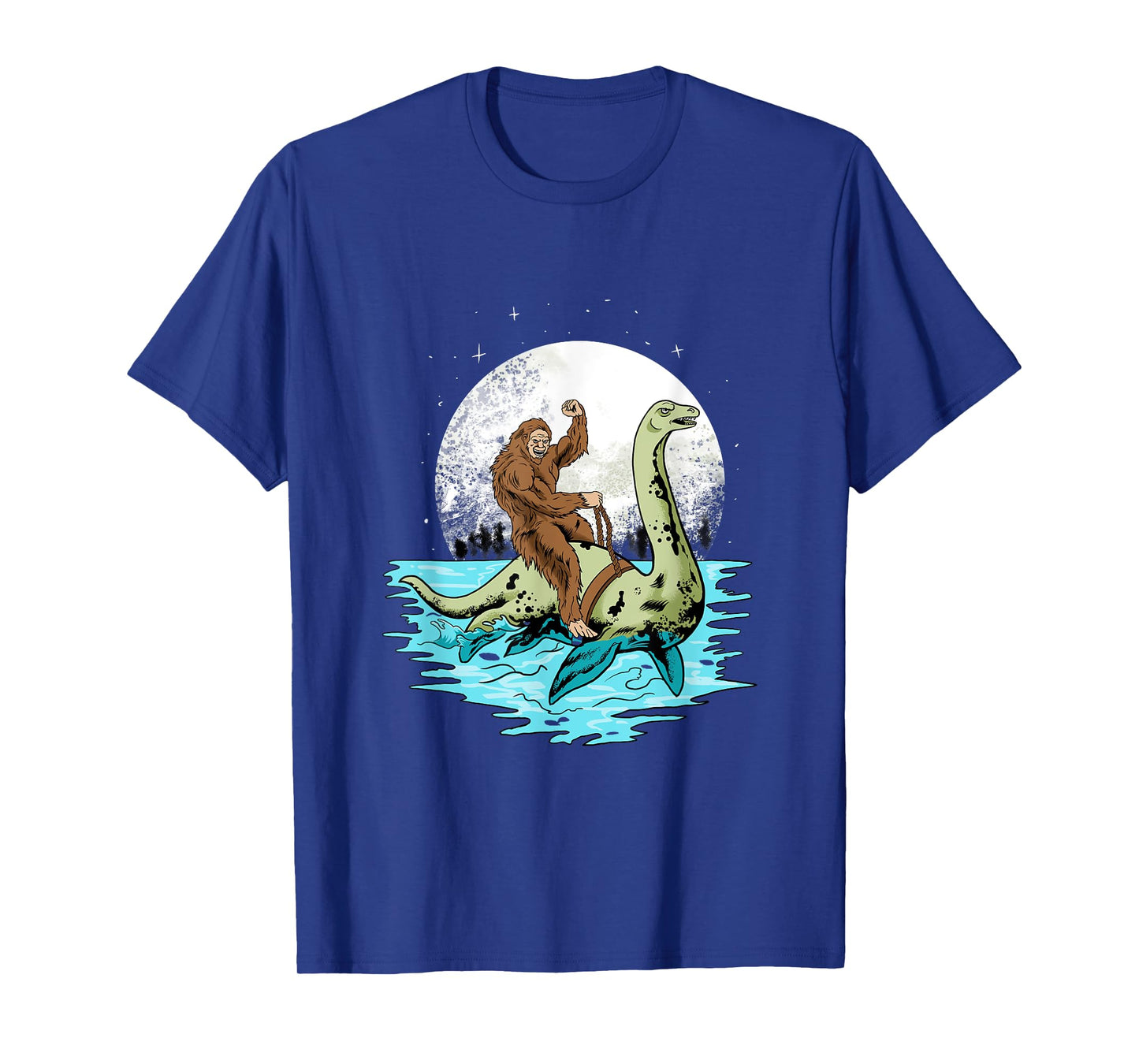 Bigfoot Sasquatch Riding The Hole Ness Monster Funny T-Shirt