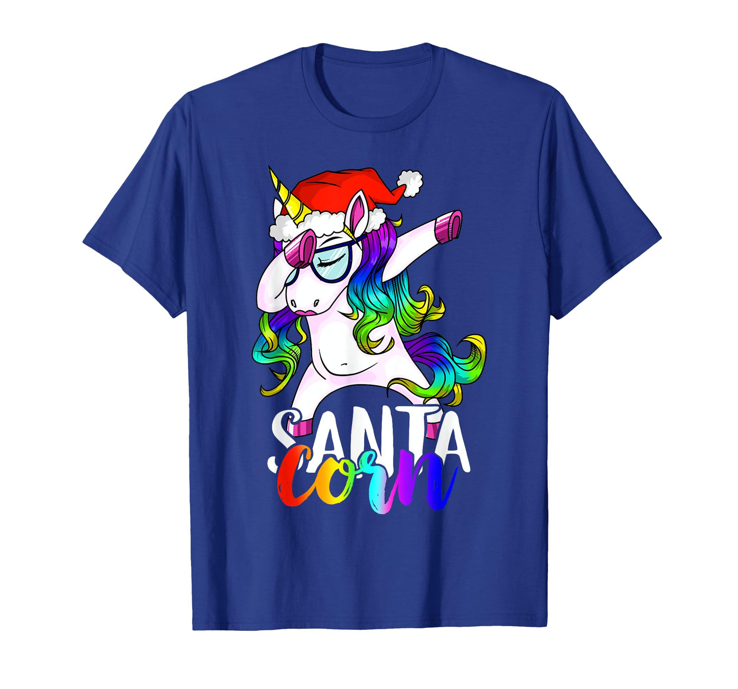Santacorn Dabbing Unicorn Boys Girls Women Xmas Pajamas Tee T-Shirt
