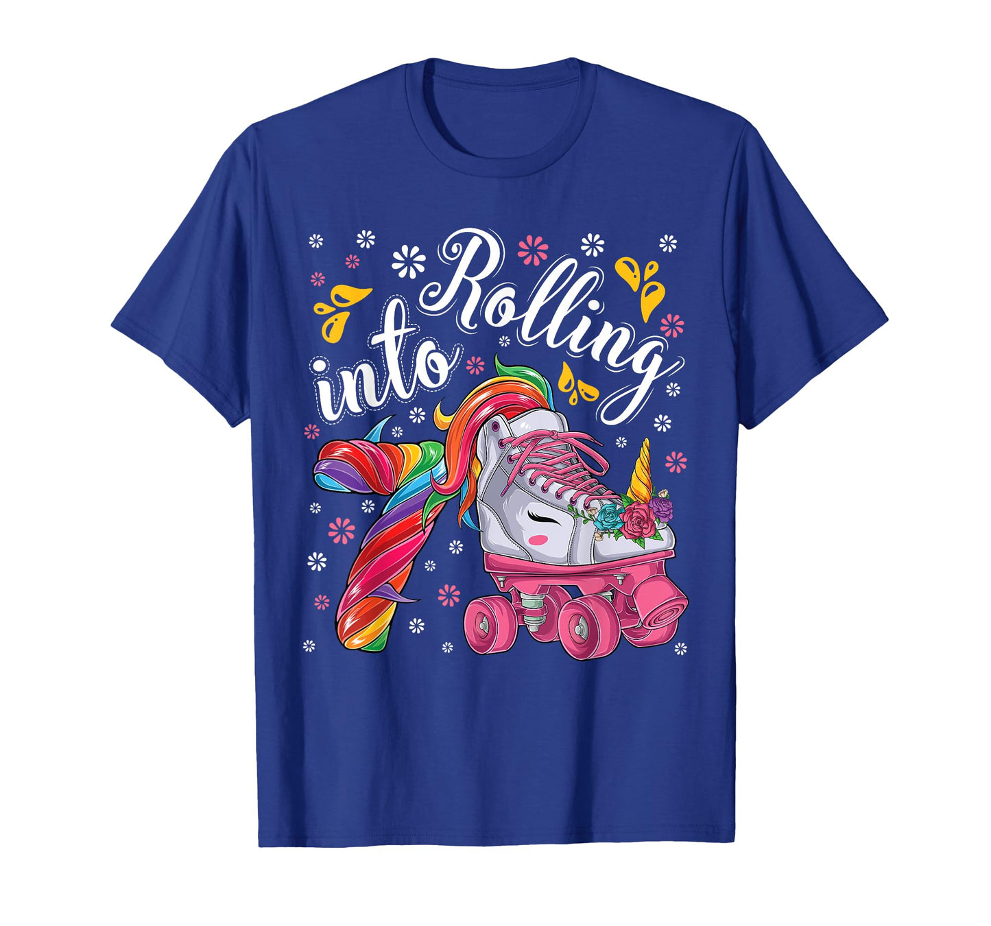 Roller Girl 7 year old Unicorn Rolling skate 7th birthday T-Shirt