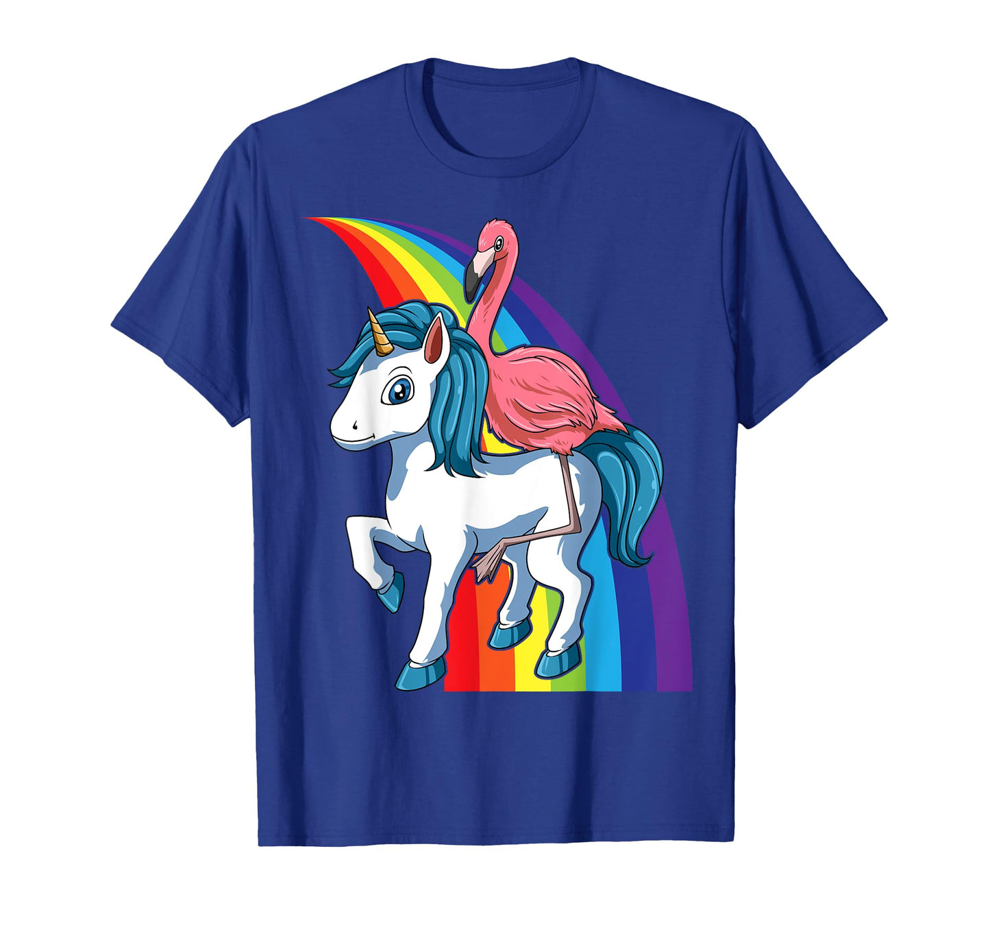 Flamingo Riding Unicorn Rainbow Flamingo Lovers Unicorn T-Shirt