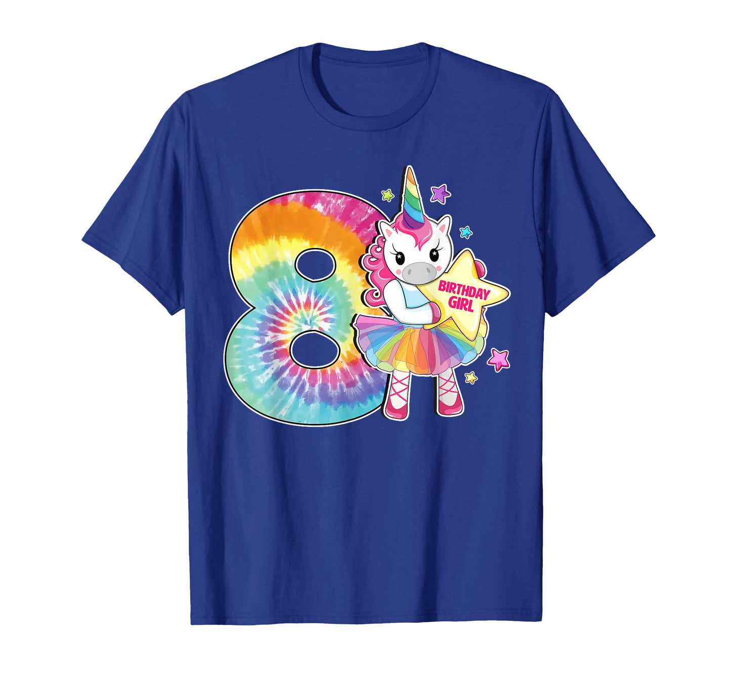 8th Birthday Unicorn Shirt Gift for Girls Age 8 Tie Dye Tee T-Shirt