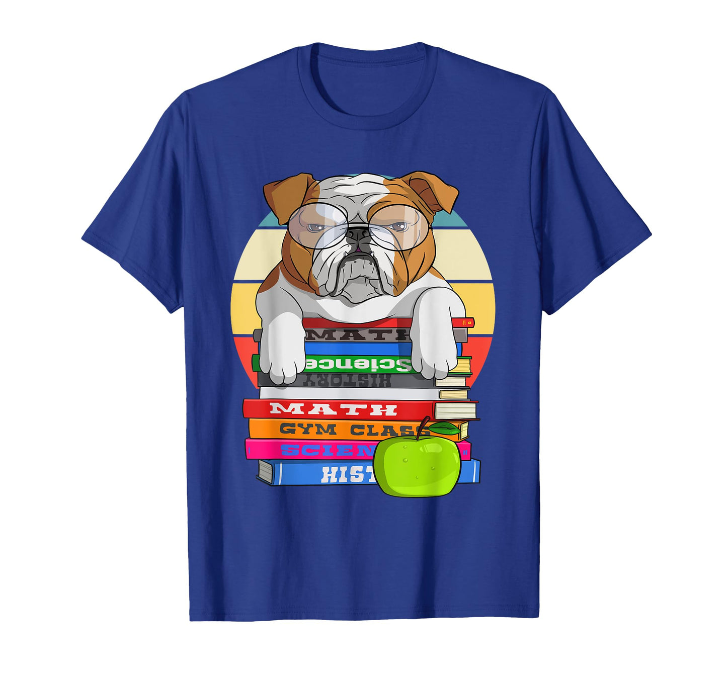 English Bulldog Back To School Book Worm Dog T-Shirt