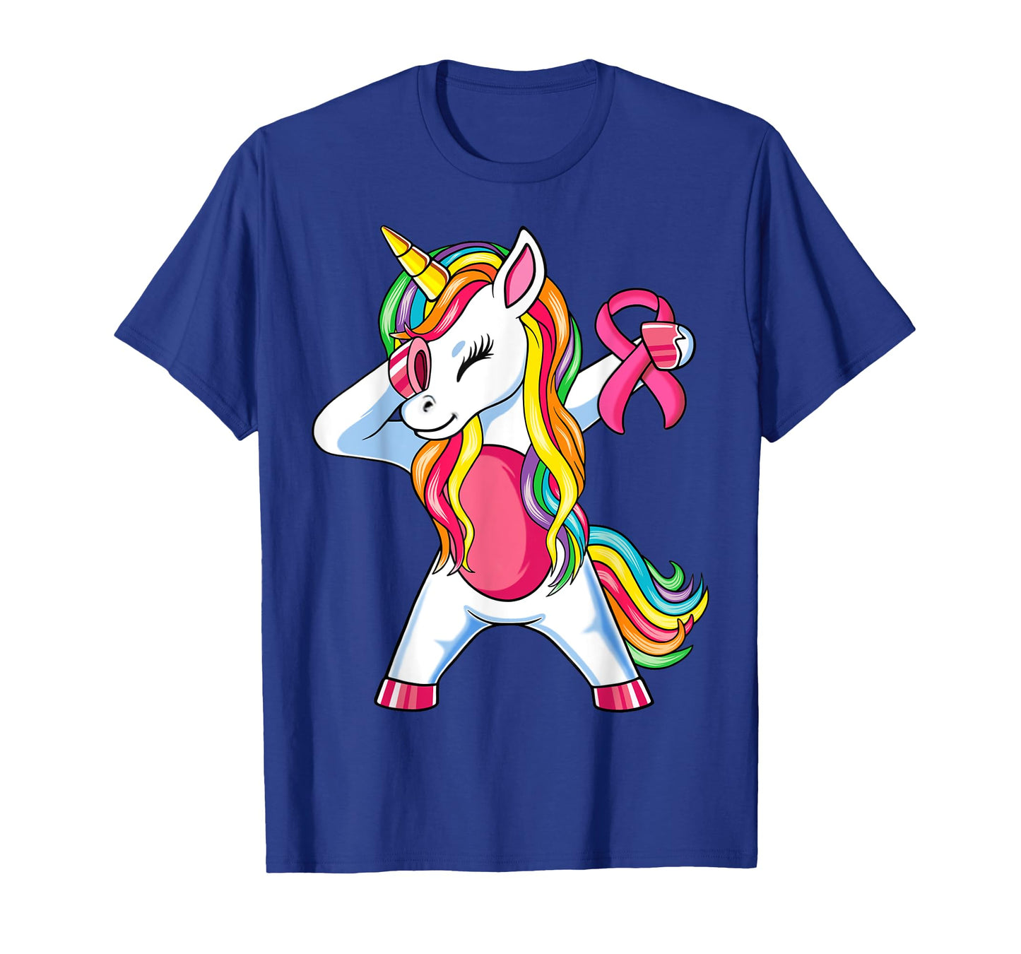 Pink Ribbon Unicorn Breast Cancer Awareness for Girls Kids T-Shirt