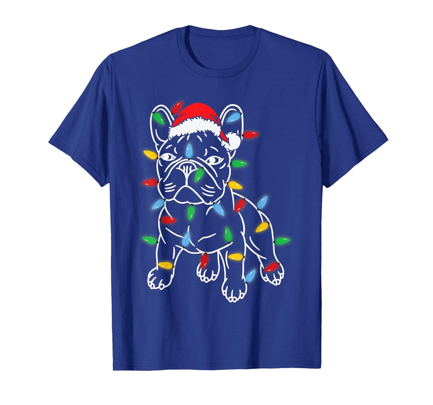 Funny French Bulldog Dog Christmas Light Tree Xmas Pajama Men Women Kids T-Shirt