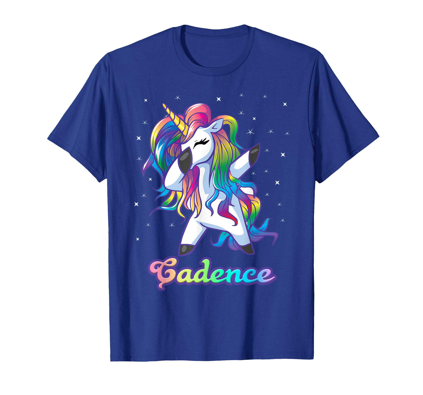 CADENCE Name Personalized Custom Rainbow Unicorn Dabbing T-Shirt