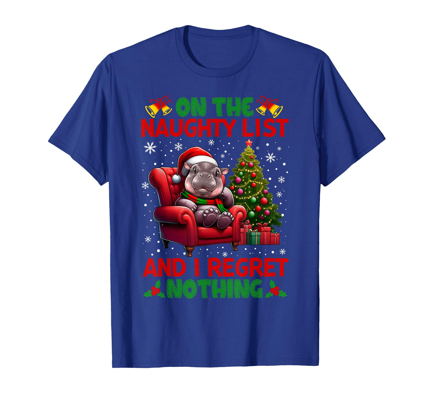 On The List Of Naughty And I Regret Nothing Moo Deng Xmas T-Shirt