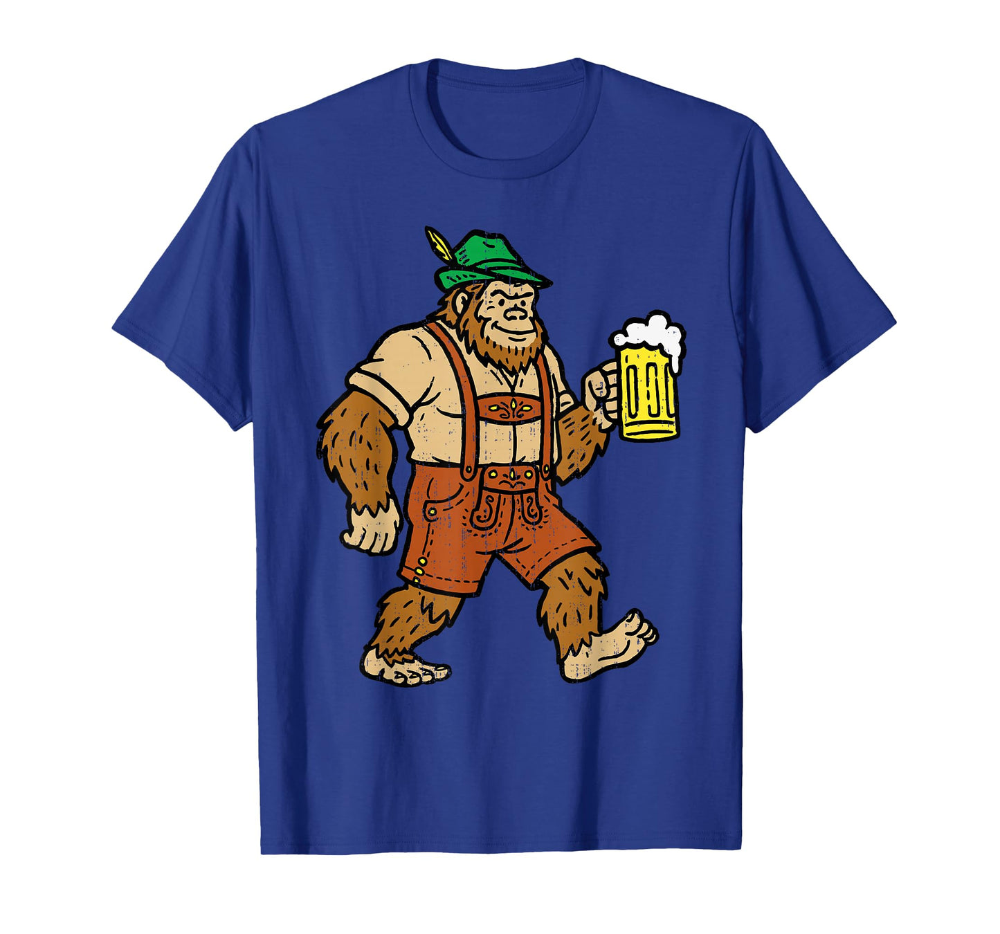 Oktoberfest German Bigfoot Sasquatch Beer Lederhose Mens T-Shirt