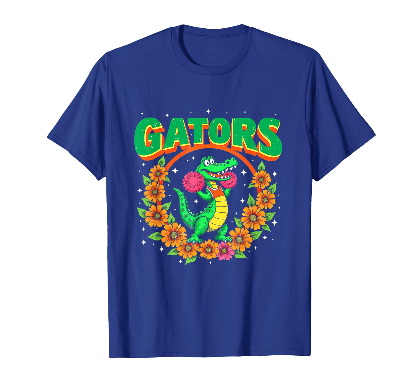 Cheerleading Gator Floral Retro Back to School Spirit Squad T-Shirt