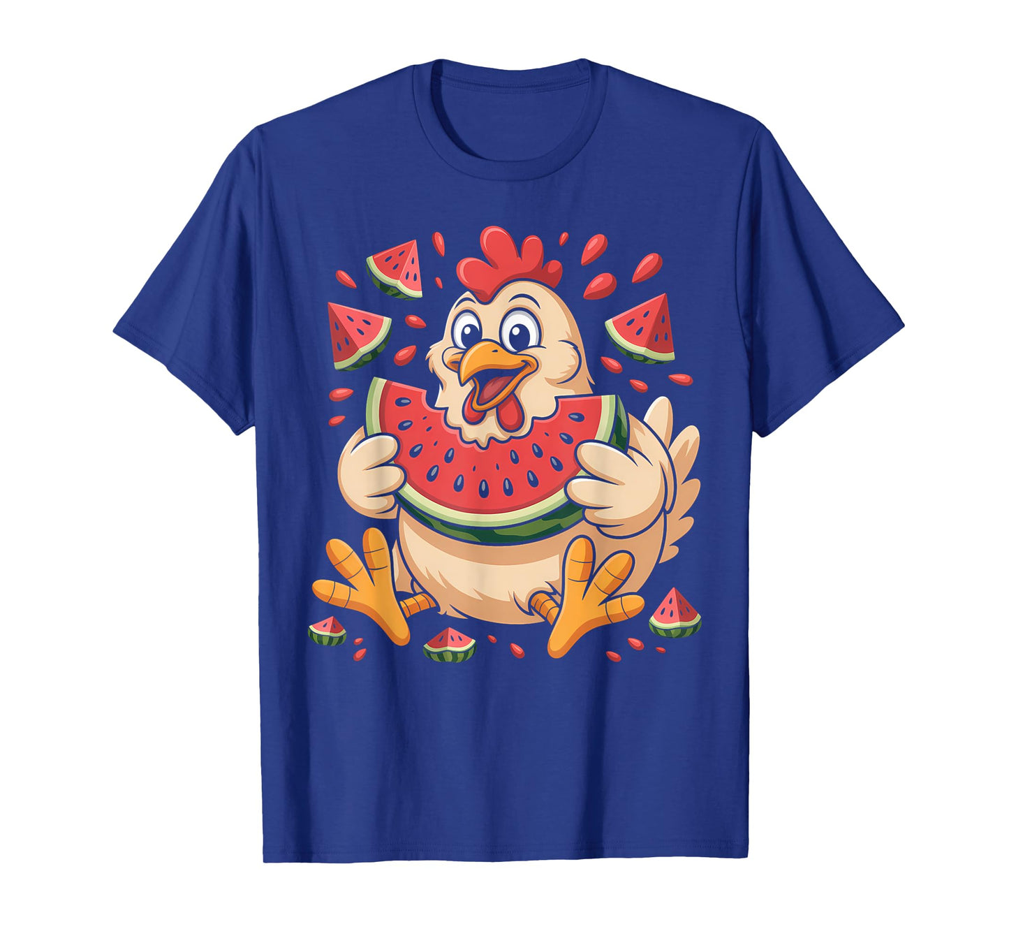 Funny Chicken Eating Watermelon Summer Fruit Humor T-Shirt