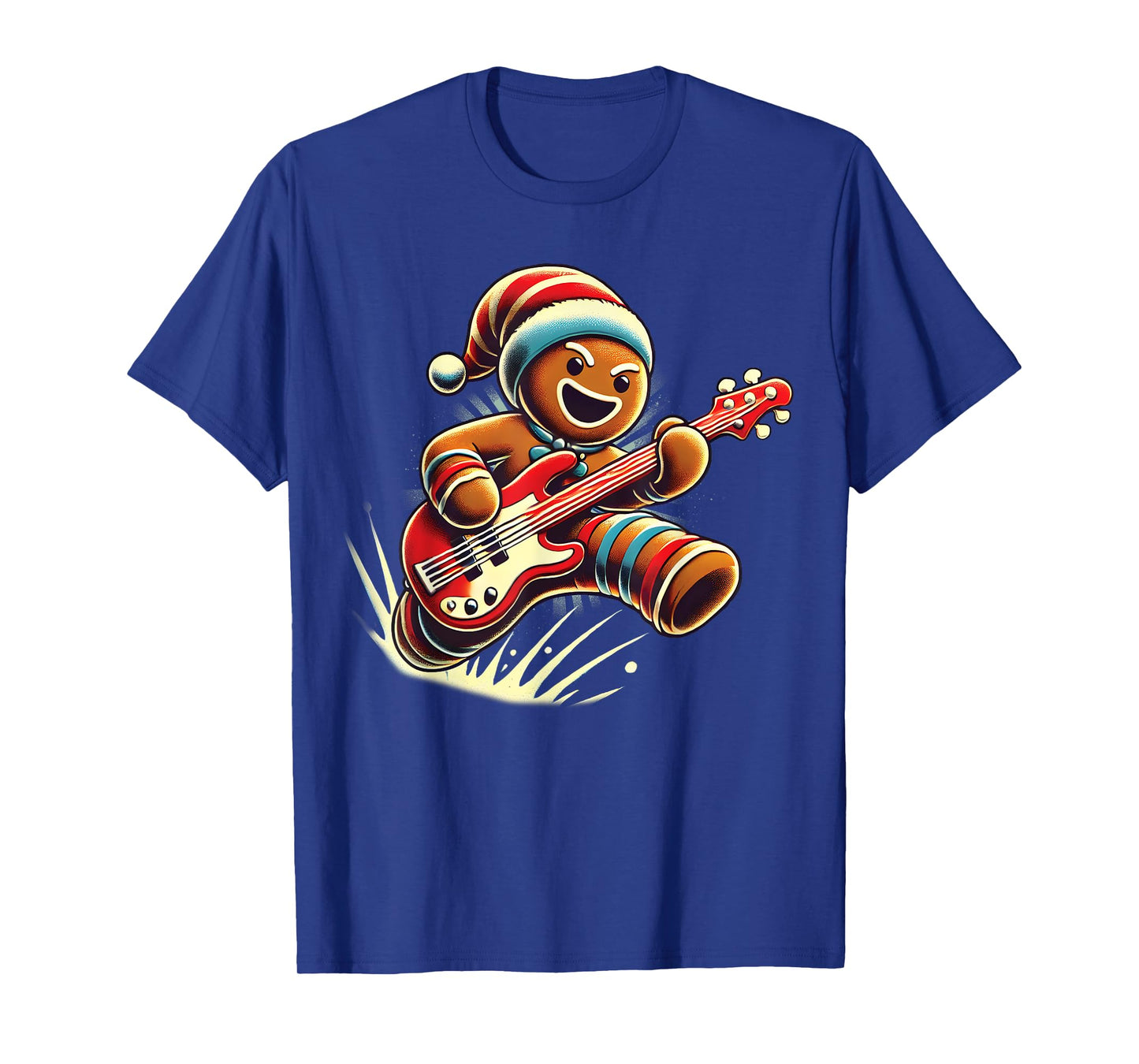 Gingerbread Playing Guitar Christmas Musician Guitarist T-Shirt