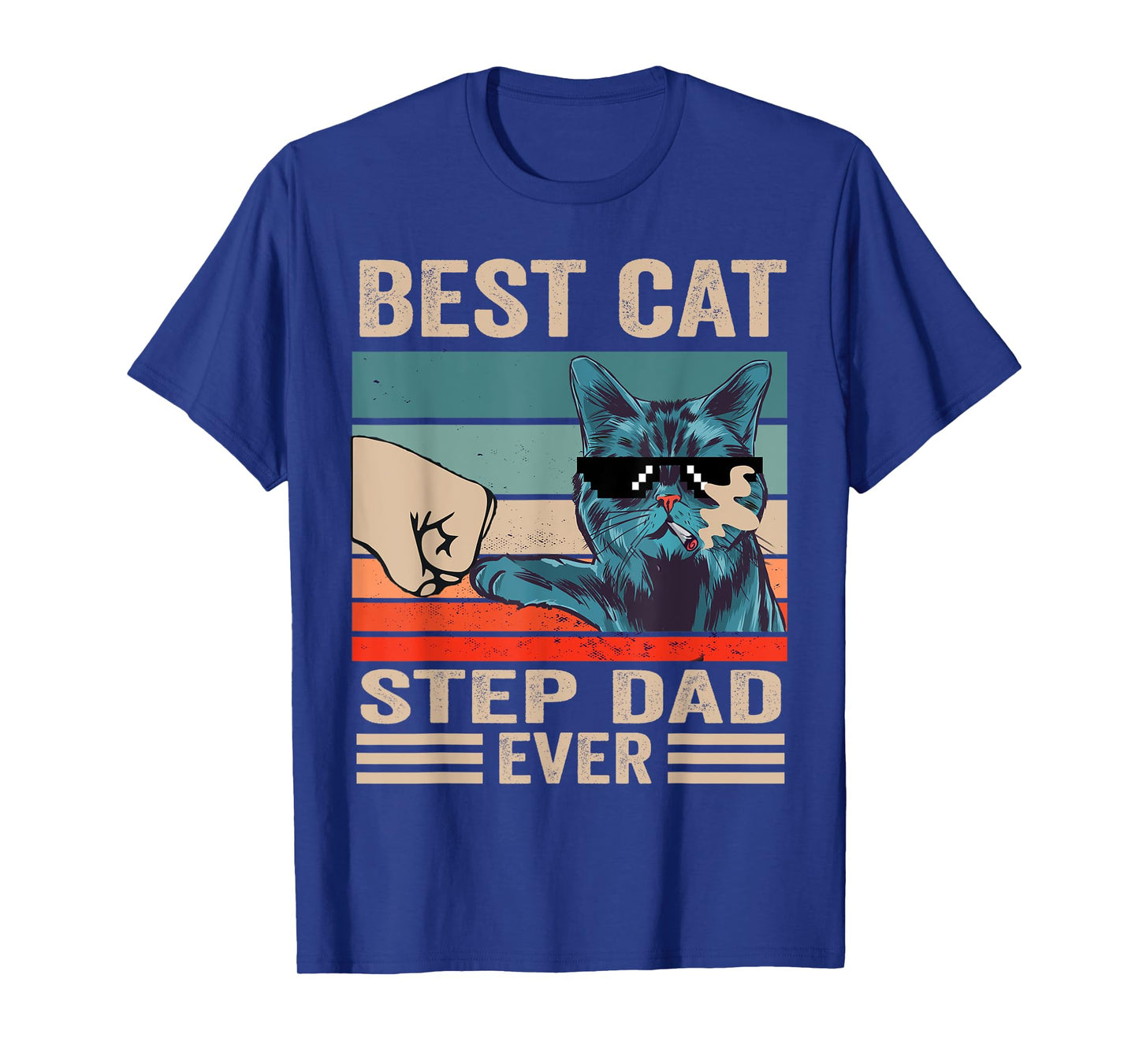 Vintage Best Cat step dad Ever bump fist father's day Gifts T-Shirt