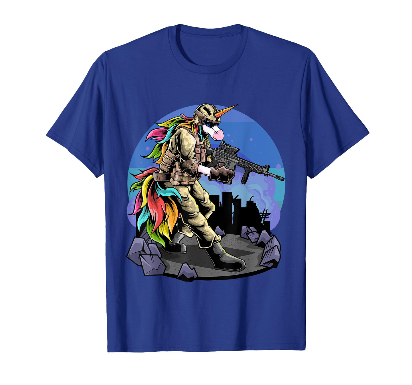 Unicorn Shooting A Gun I Unicorn Warrior I Soldier Unicorn T-Shirt