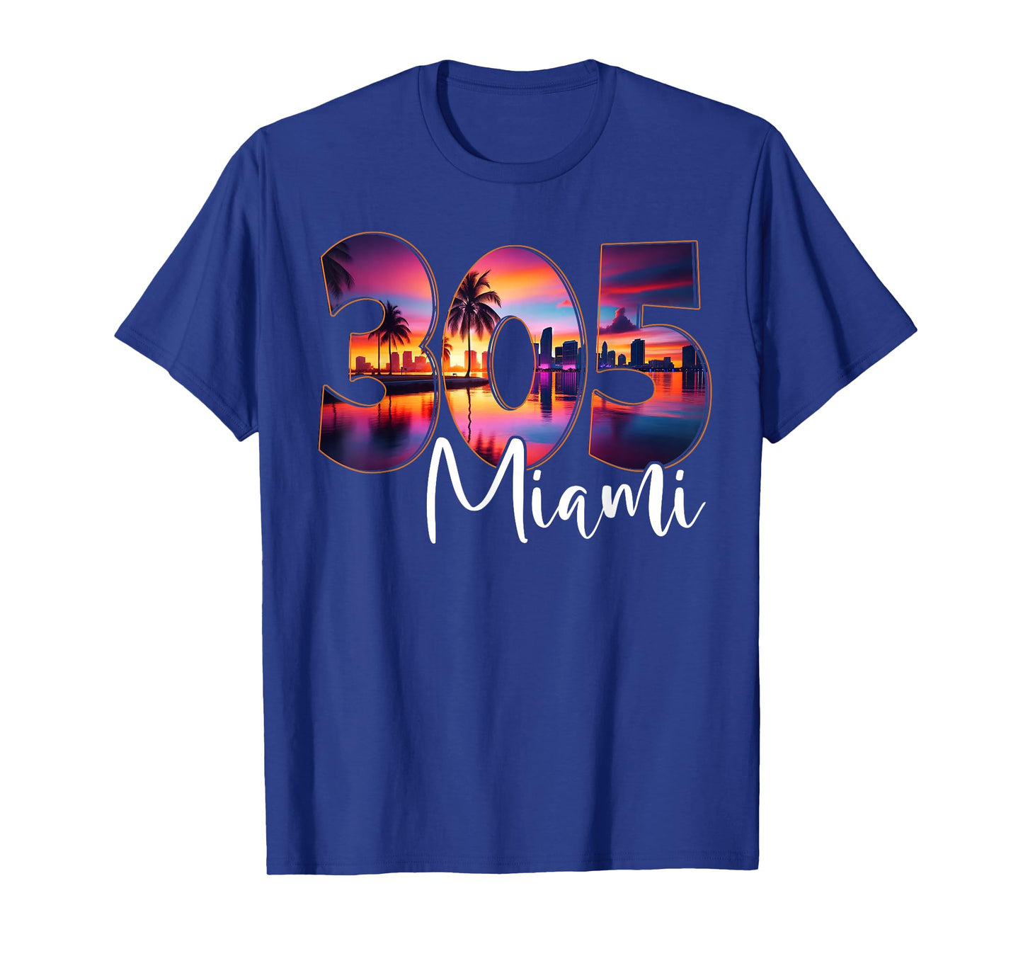 Miami 305 Area Code Vintage Florida Skyline 305 Retro Miami T-Shirt