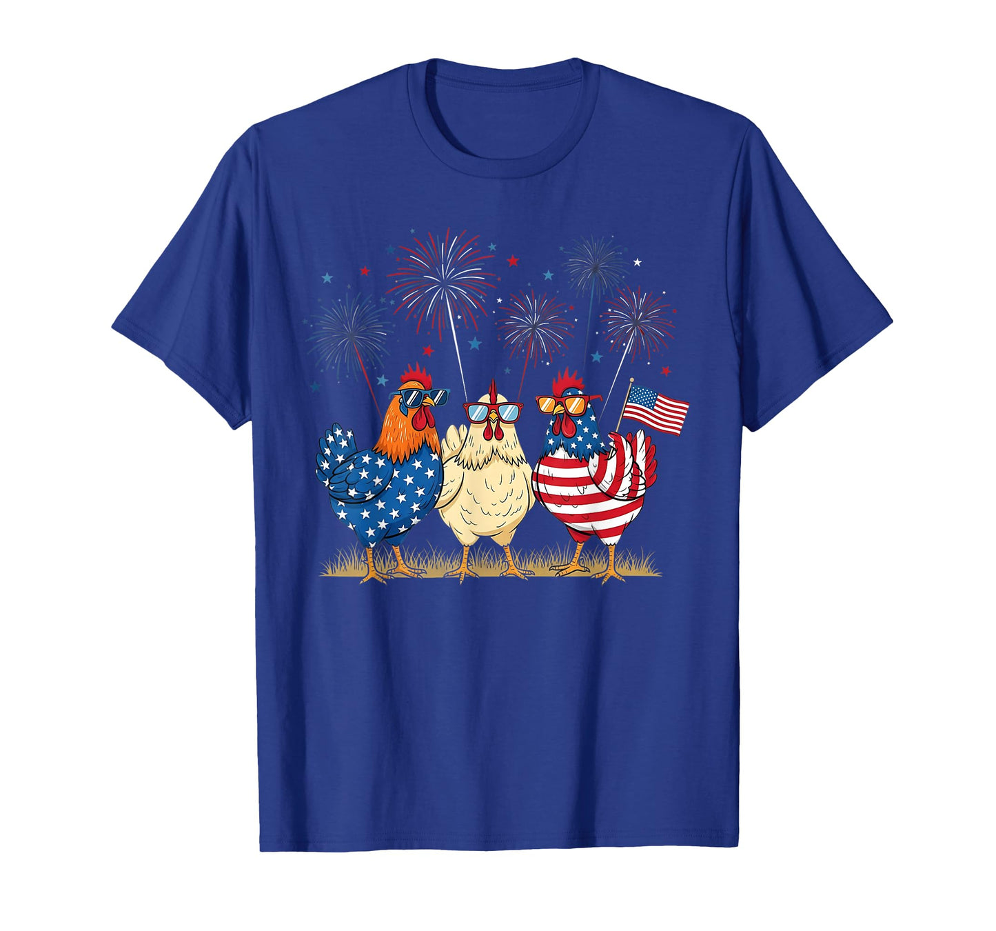Patriotic Chicken Squad July 4th Humor American Flag Women T-Shirt