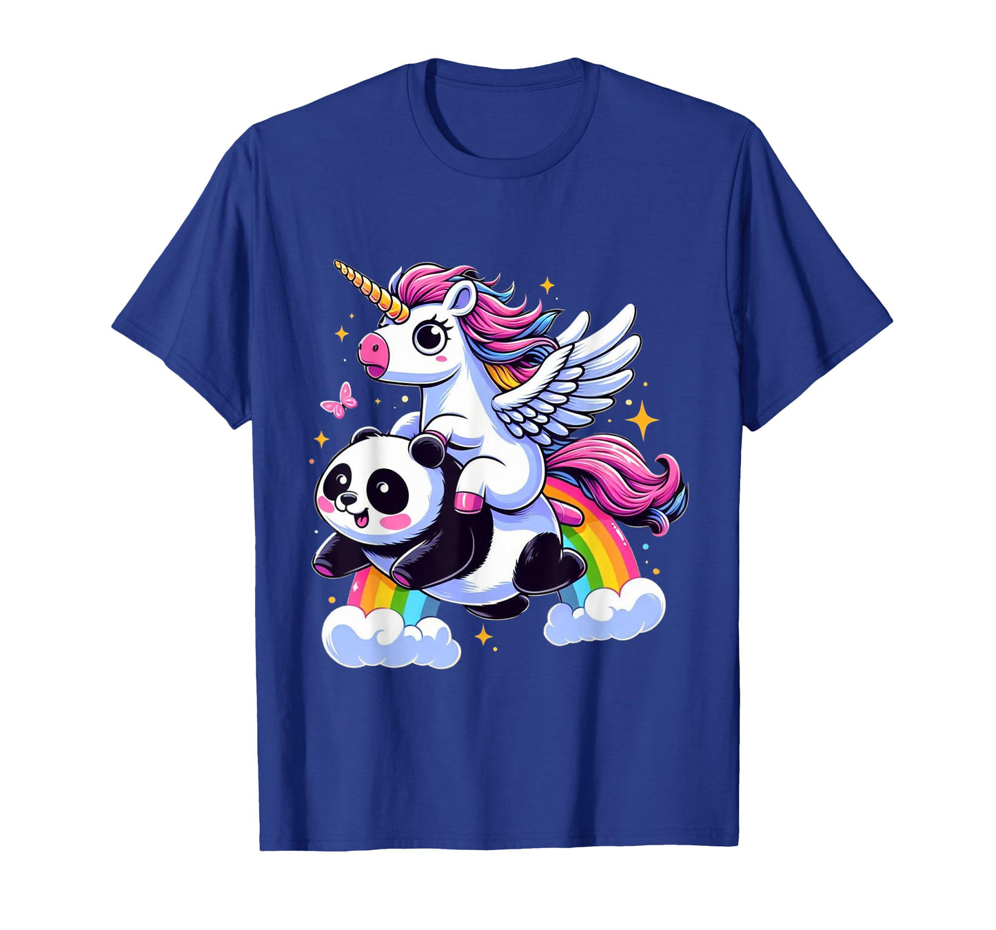 Unicorn Riding Panda Boys Girls Men Women Kids Rainbow T-Shirt