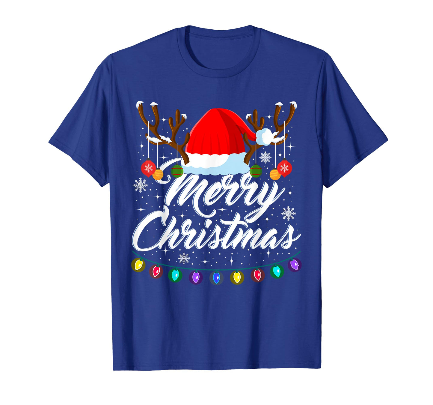 Merry Christmas Red Santa Hat Reindeer Xmas Matching Family T-Shirt