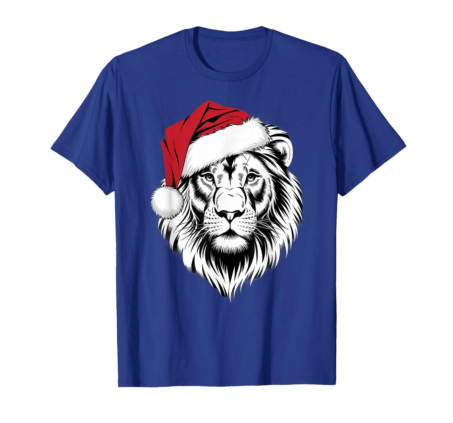 Joyful Lion Santa on Lion Christmas T-Shirt
