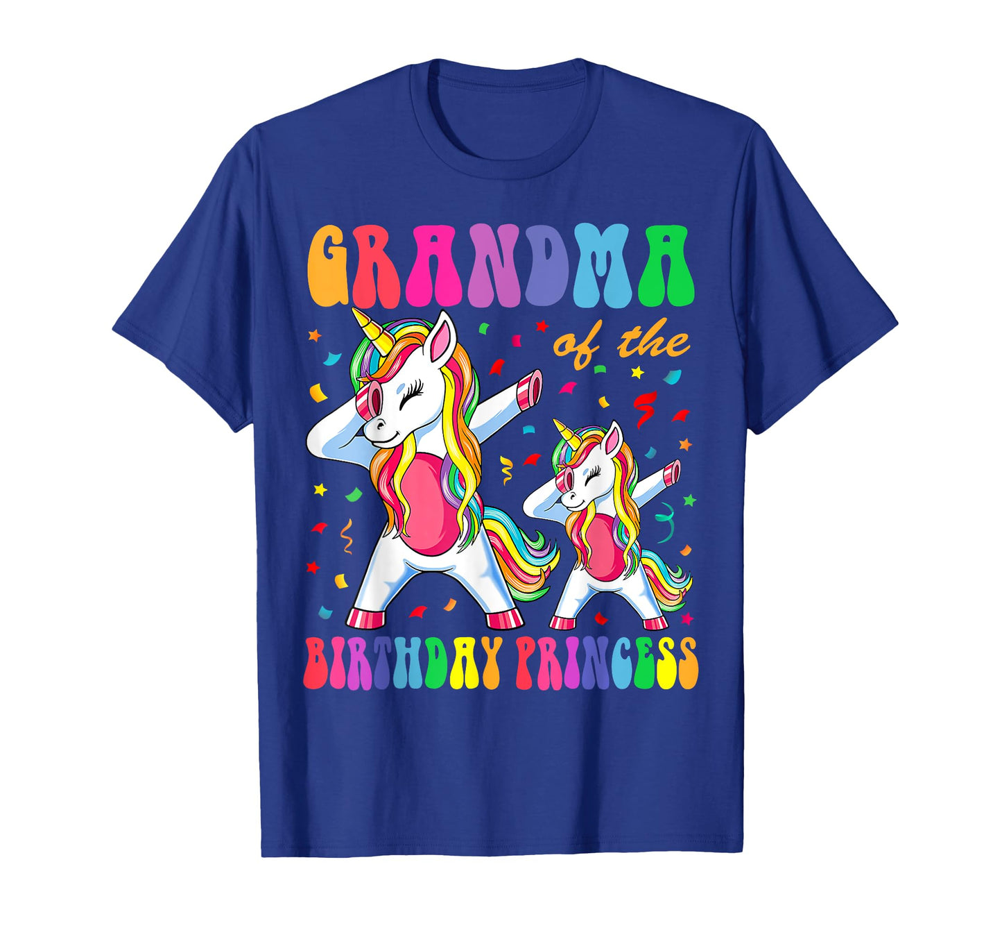 Grandma of the Birthday Princess Girl Dabbing Unicorn Family T-Shirt
