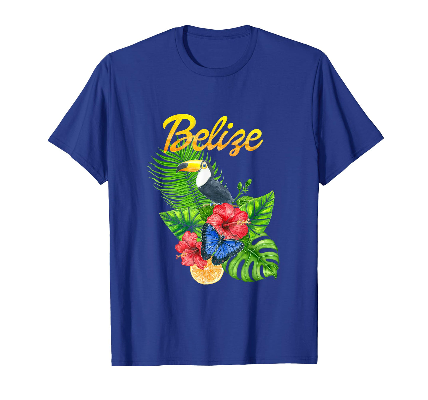 Toucan Bird Tropical Flowers Belize Travel Souvenir T-Shirt