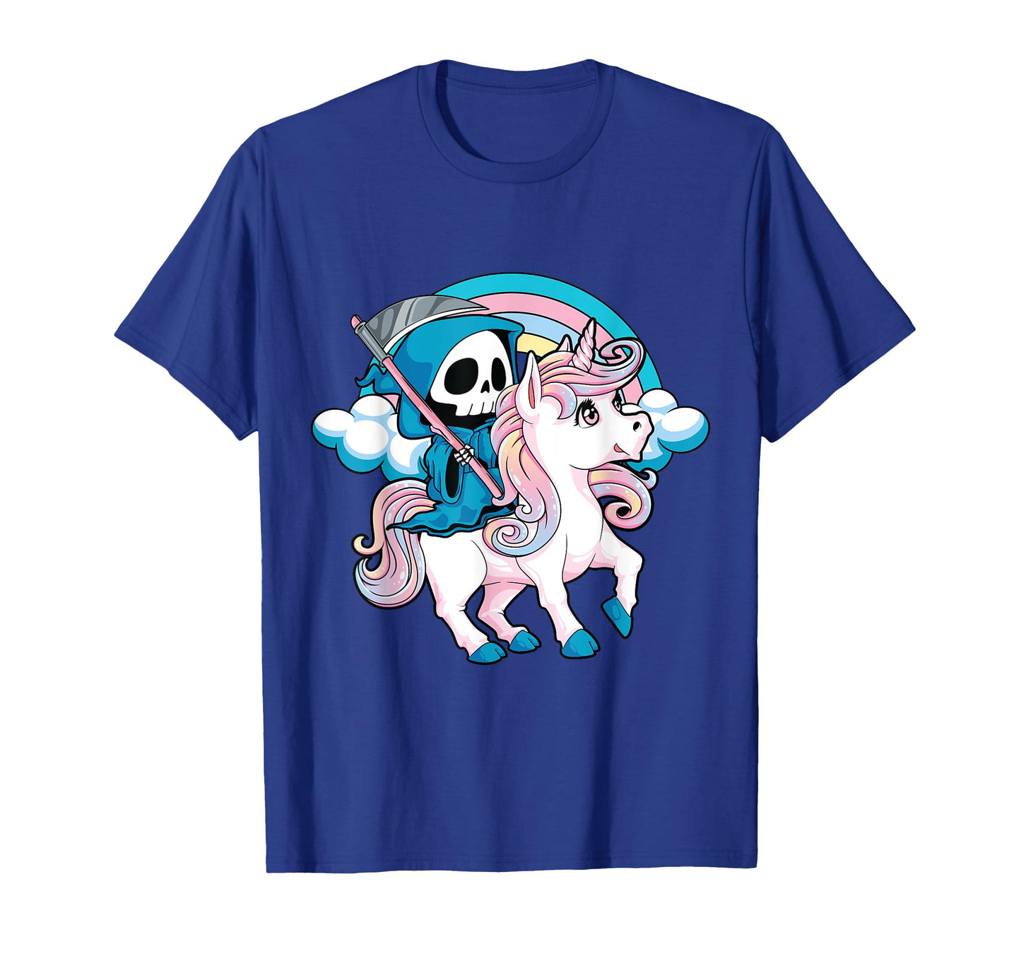 Kawaii Pastel Goth Cute Creepy Halloween Unicorn Grim Reaper T-Shirt