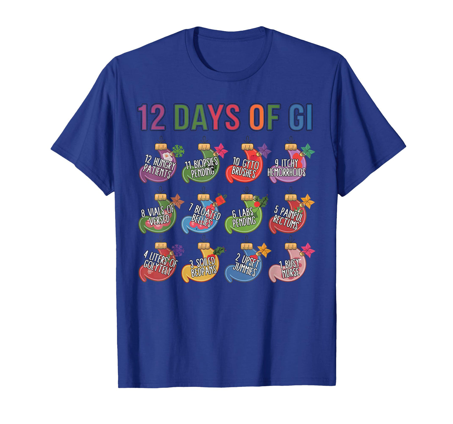 Funny Christmas Gastroenterologist Gastro Crew 12 Days Of GI T-Shirt