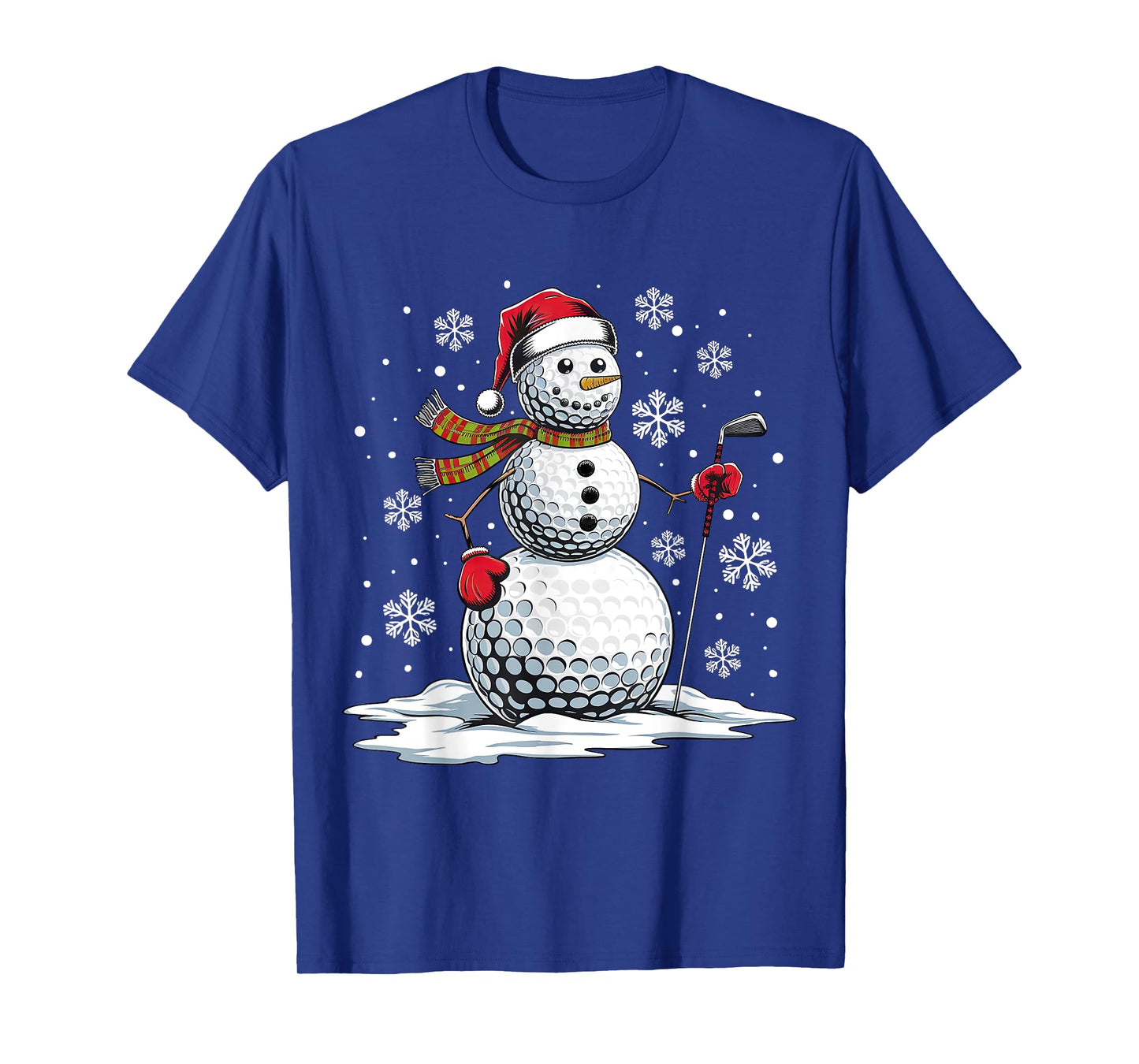 Golf Snowman Golf Player Santa Hat Christmas Funny T-Shirt