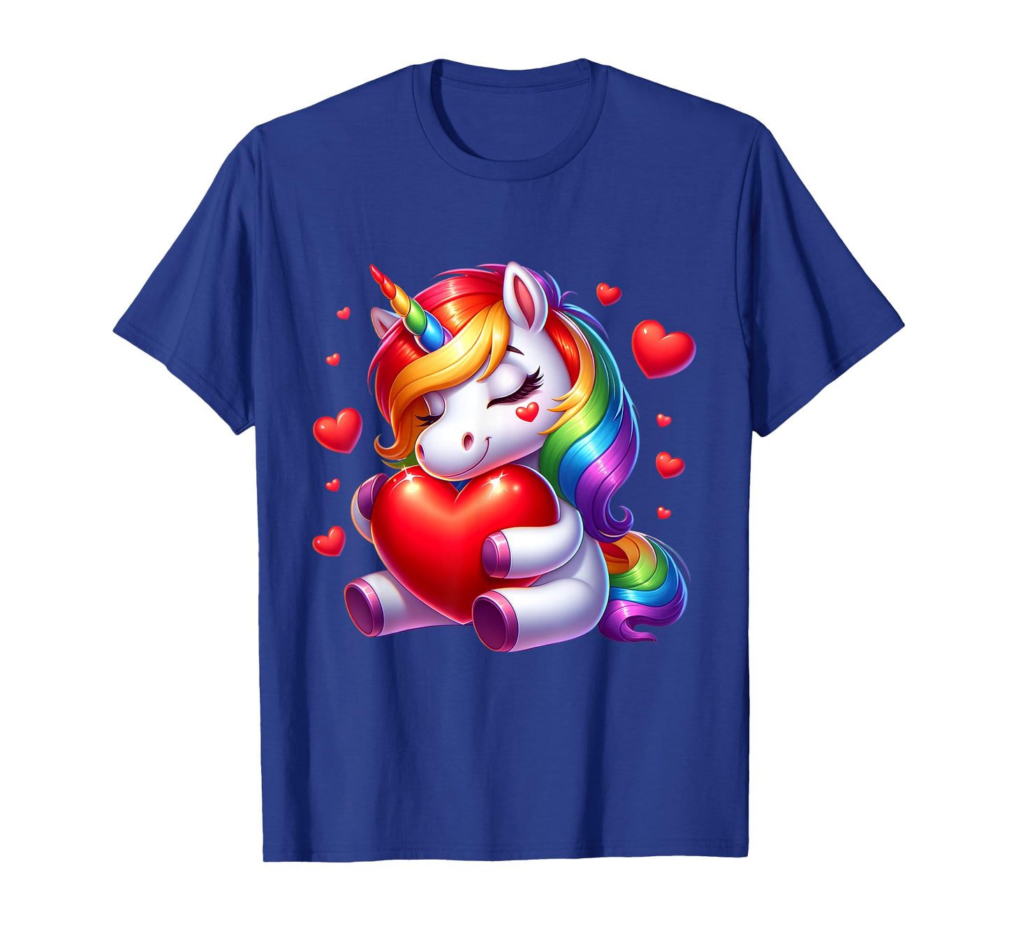Cute Unicorn With Heart Valentines Day For Girls Womens Kids T-Shirt