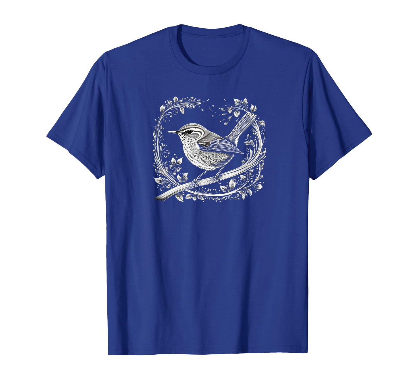 Evening Wren Black and White Bird Illustration T-Shirt