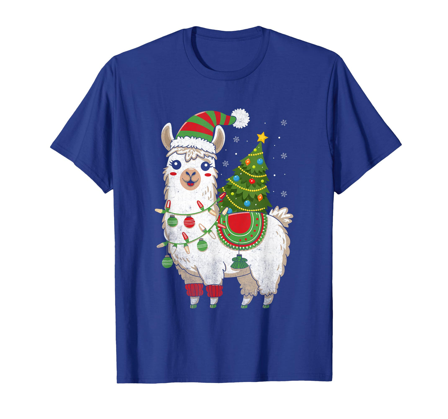 Llama Christmas Tree Cute X-mas Lights Festive Holiday T-Shirt