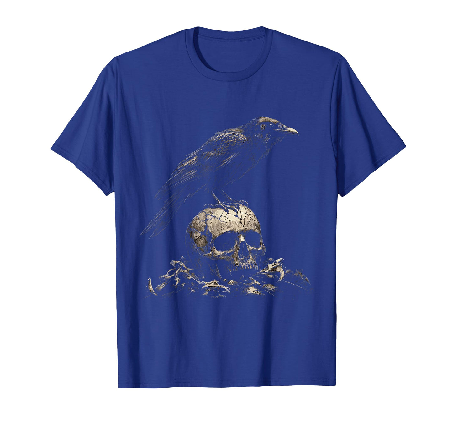 Raven on Skull Gothic Crow Occult Witchcraft Goth Horror T-Shirt
