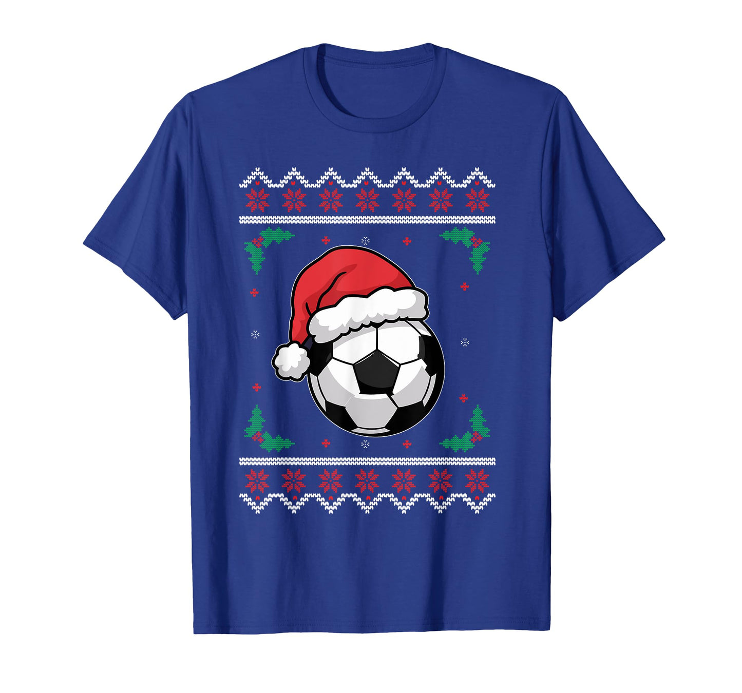 Christmas Santa Football Xmas Ugly Soccer Boys Kid Youth T-Shirt
