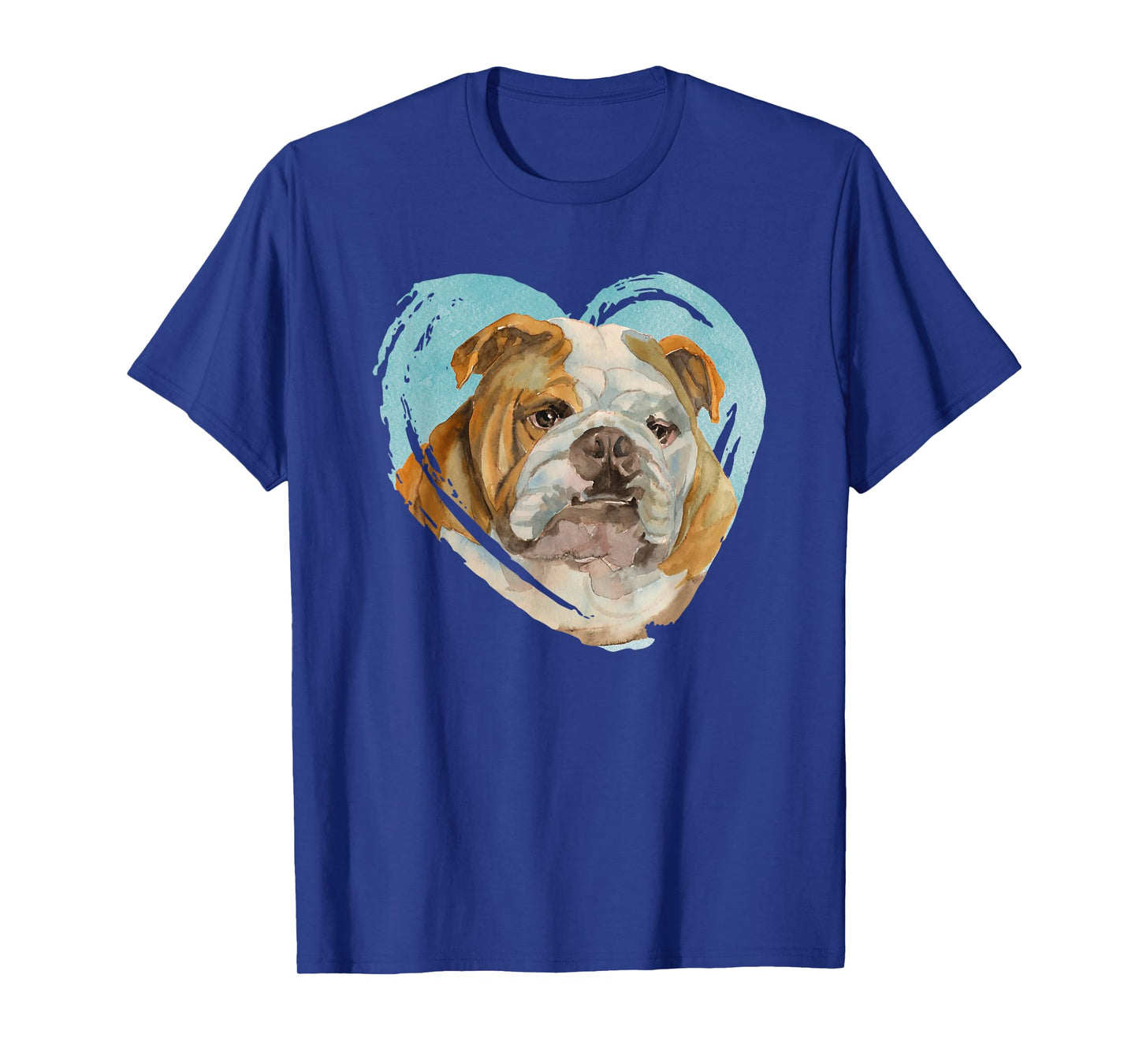 English Bulldog Portrait - Watercolor Dog Graphic Men Women Girls Kids T-Shirt