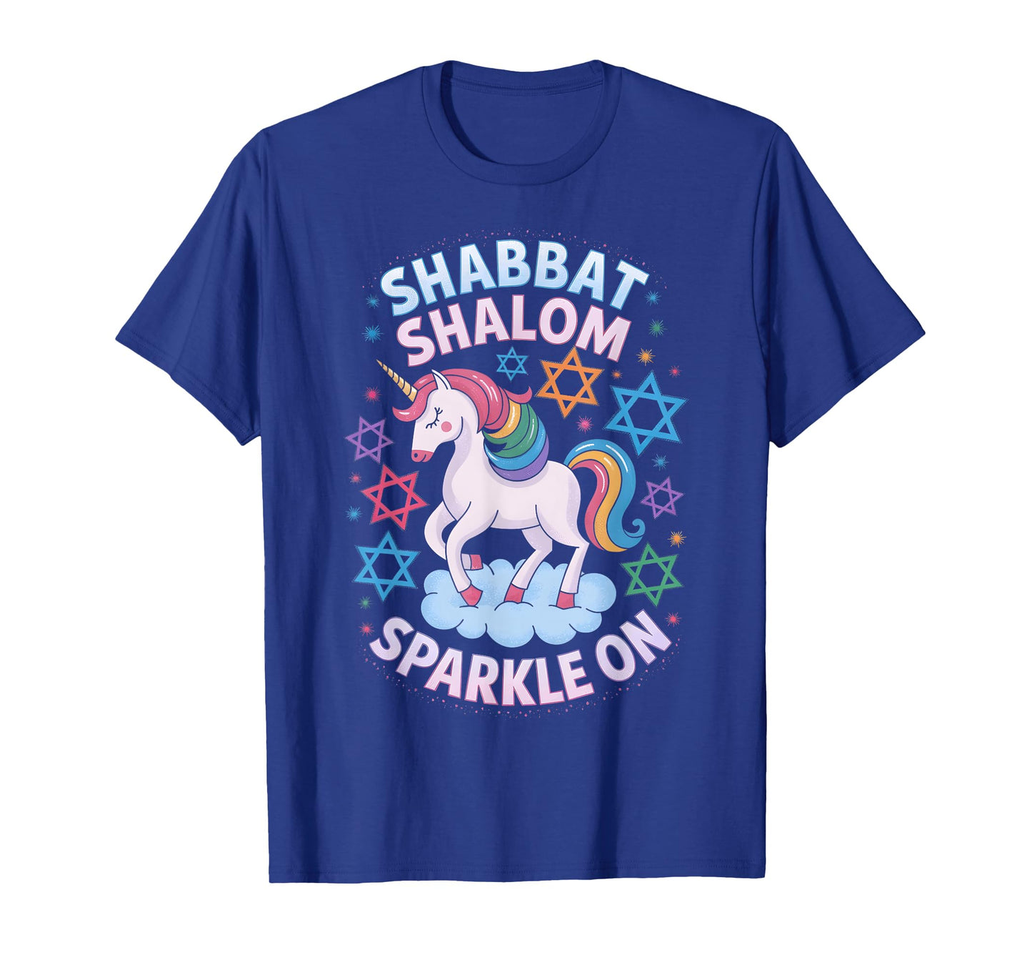 Funny Jewish Unicorn Hanukkah Shabbat Shalom Sparkle On T-Shirt