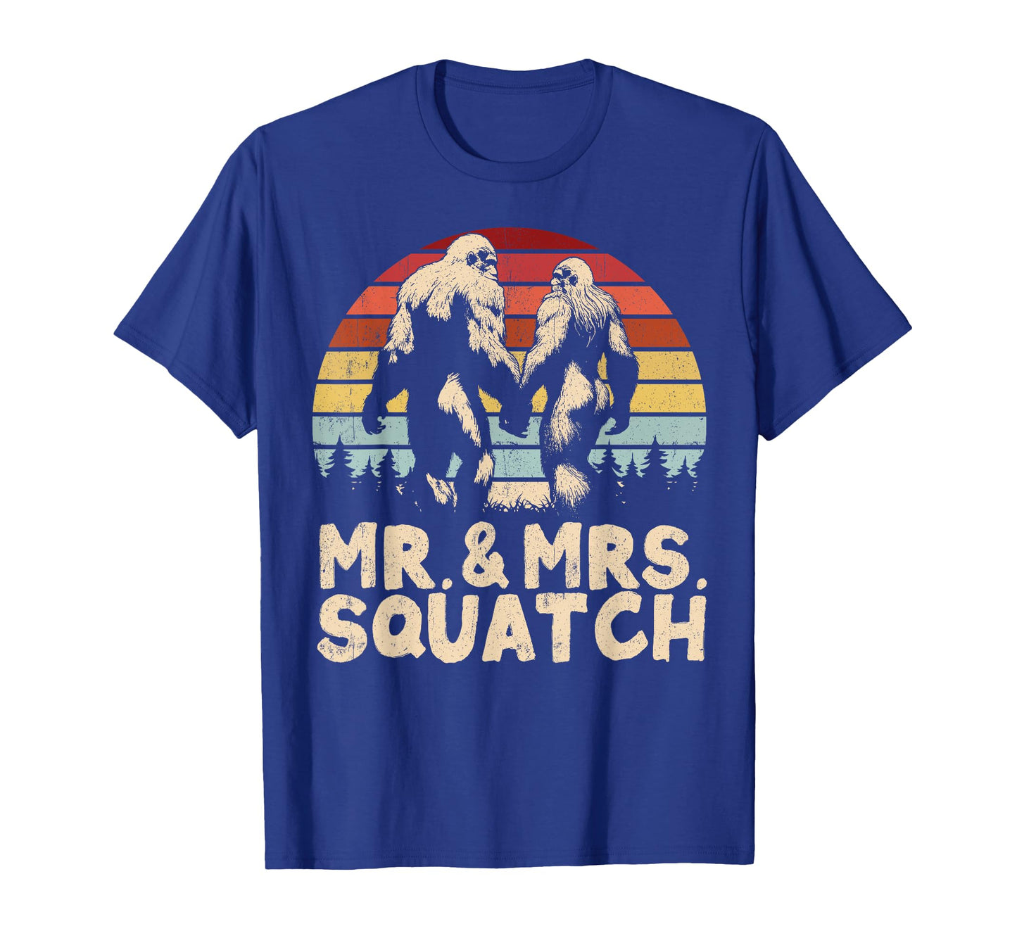 Mr Mrs Squatch Husband Wife Matching Bigfoot Funny Wedding T-Shirt