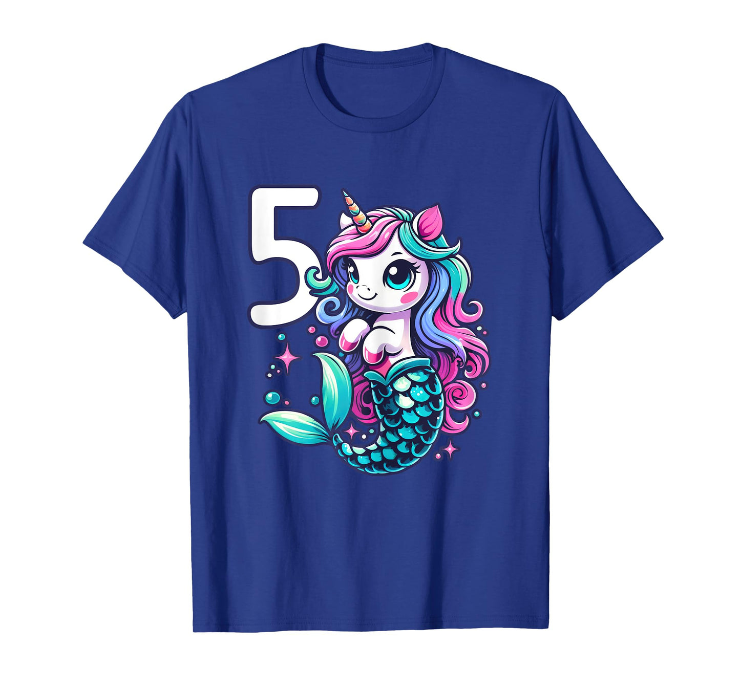 Unicorn Mermaid 5th Birthday 5 Year Old Party Girls Outfit T-Shirt