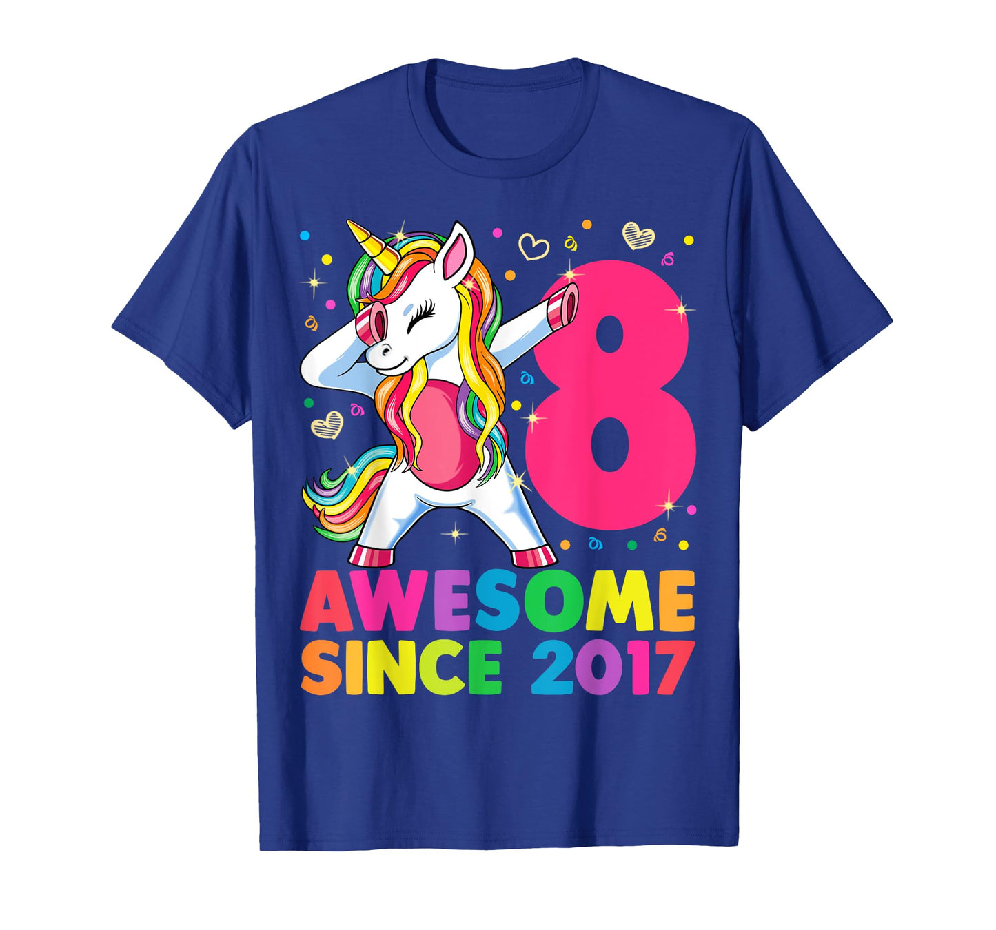 8 Years Old Unicorn Dabbing 8th Birthday Girl Unicorn Party T-Shirt