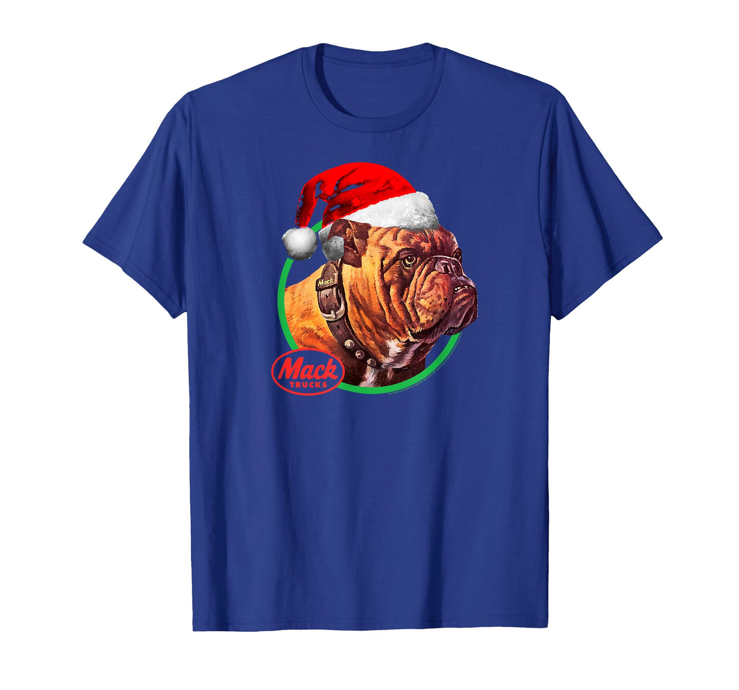 Mack Trucks Christmas Holiday Bulldog Santa Hat Trucker T-Shirt
