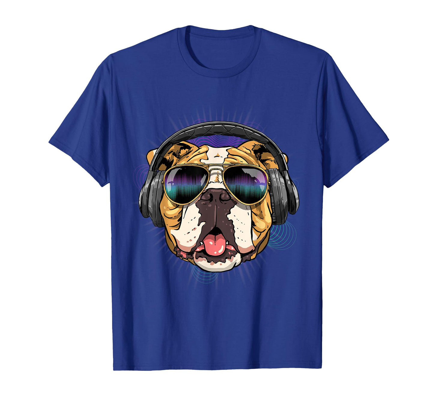 Music American Bulldog DJ with Headphones, Musical Dog Lovers T-Shirt