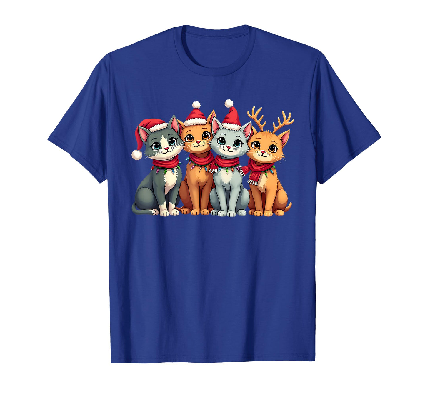 Santa Cat Light Gorgeous Reindeer Pajama Cat Christmas Pj T-Shirt for Men Women Kids