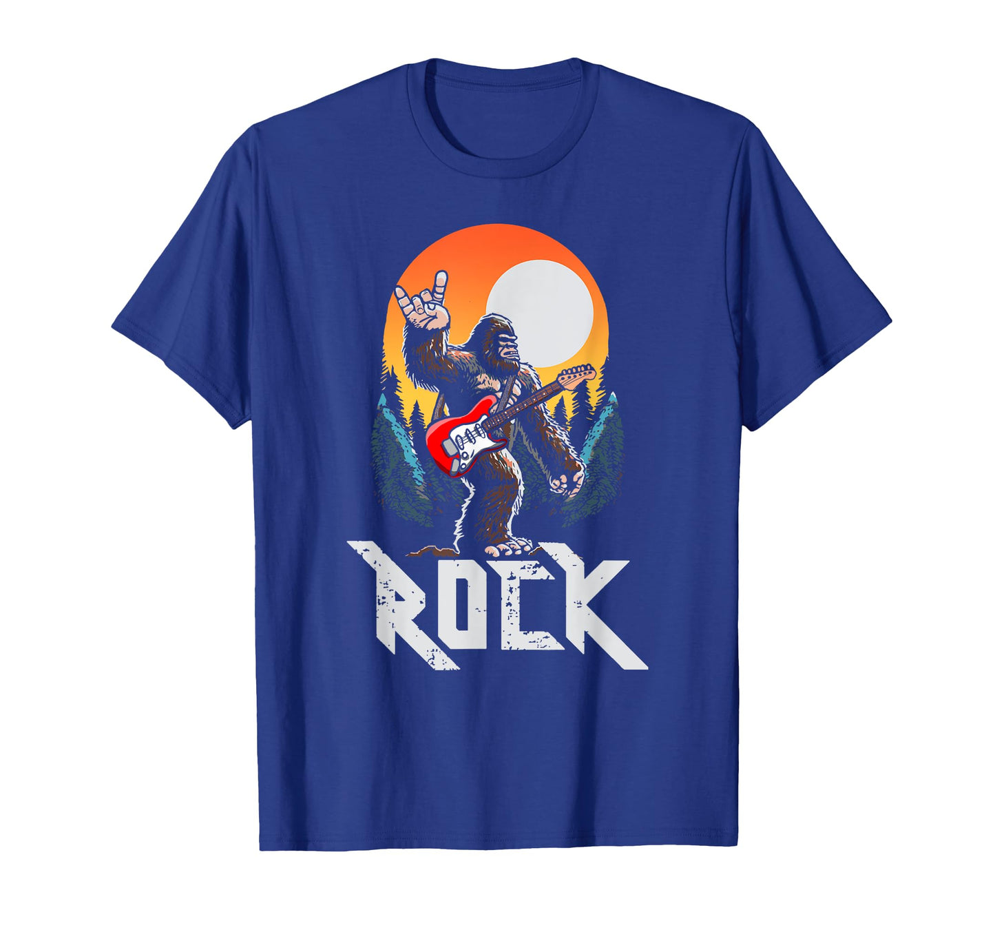 Rock! Sasquatch Rock & Roll Bigfoot Electric Guitar Rock On T-Shirt
