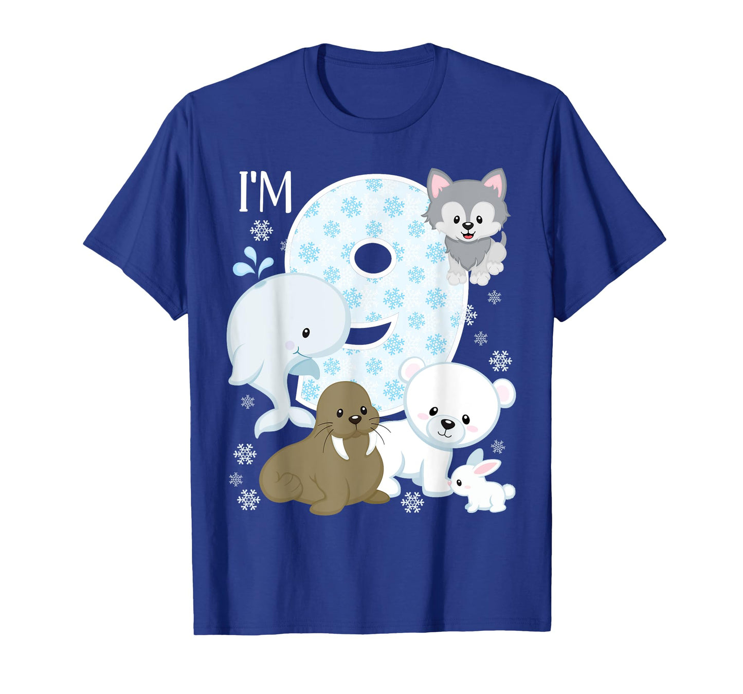 Arctic Animals 9th Birthday Polar Bear Walrus Fox Sea Theme T-Shirt