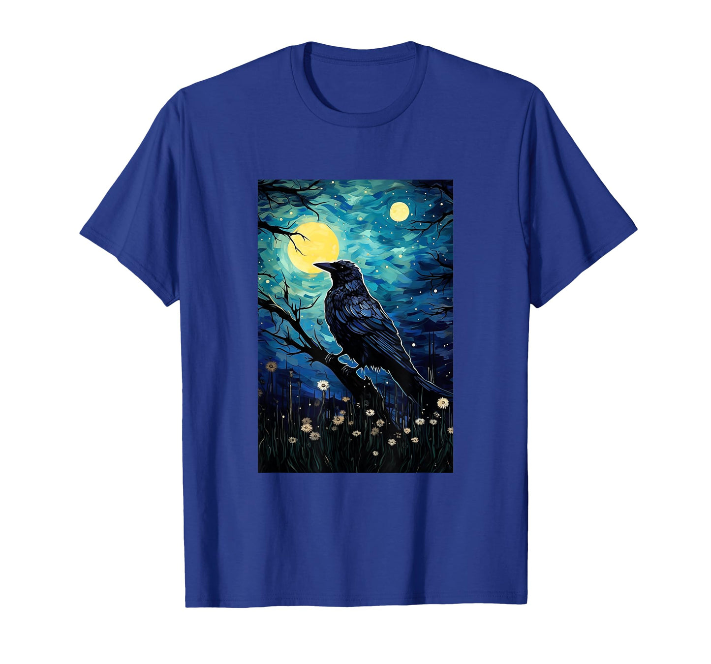Magpie Crow Raven Bird - Van Gogh Style - Starry Night T-Shirt